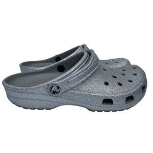 CROCS Classic silver Glitter collection Unisex Clog shoes Men8 / Women10